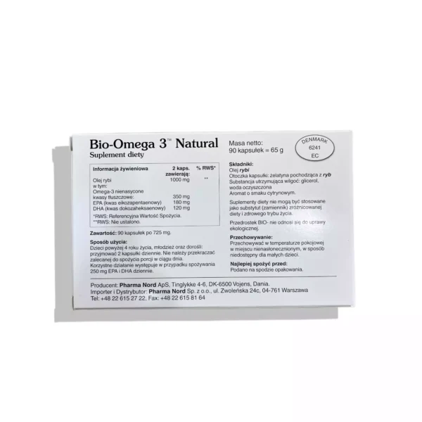 Bio‑Omega 3 Natural 90 kapsułek | Olej rybi z EPA i DHA – odporność i serce